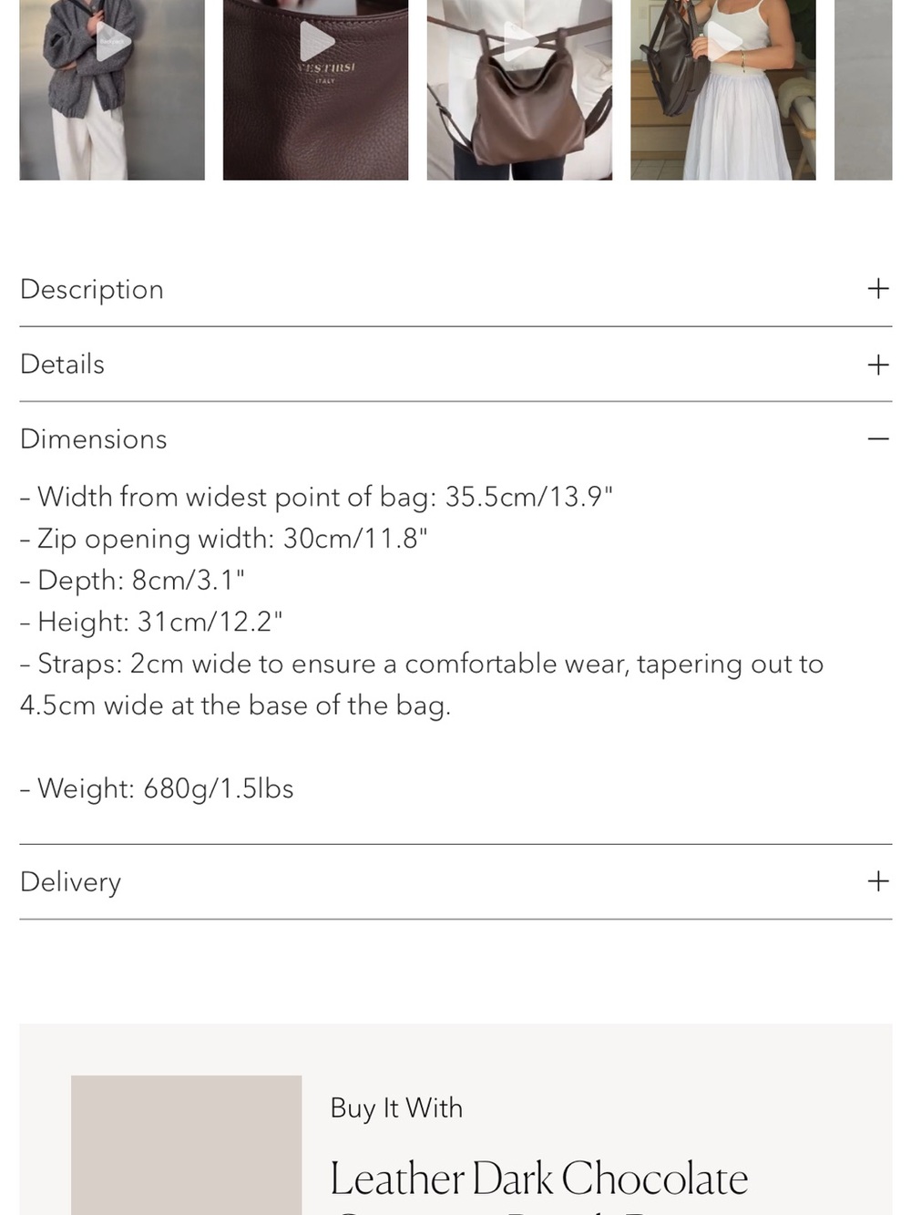 Vestirsi Bella Mini convertible bag NWT dark chocolate - Picture 10 of 10